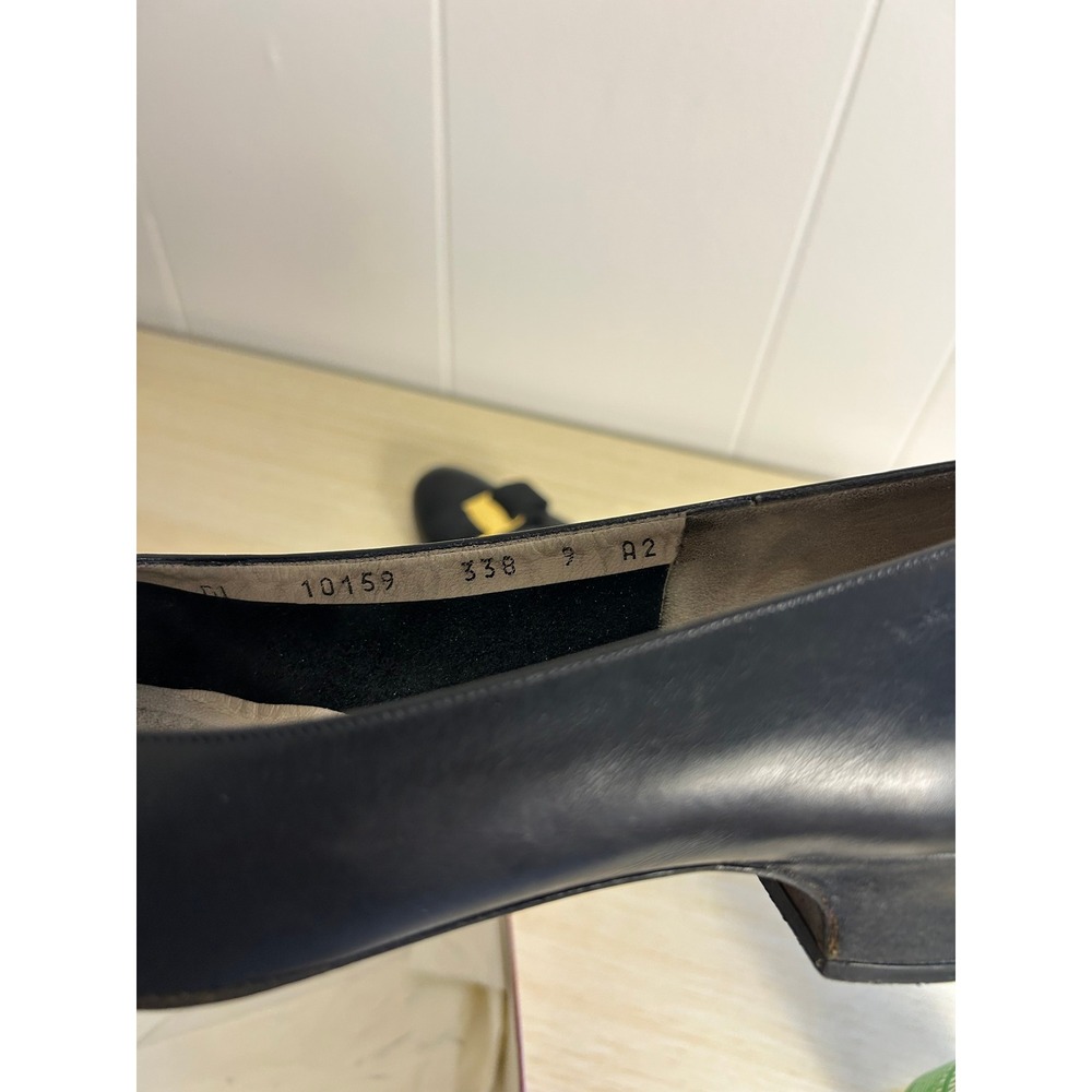 Salvatore Ferragamo shoes Women 9AA Black Vara Low Heel Bow old money Designer - Picture 6 of 12